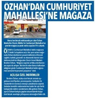 ÖZHAN’DAN CUMHURİYET MAHALLESİNE MAĞAZA